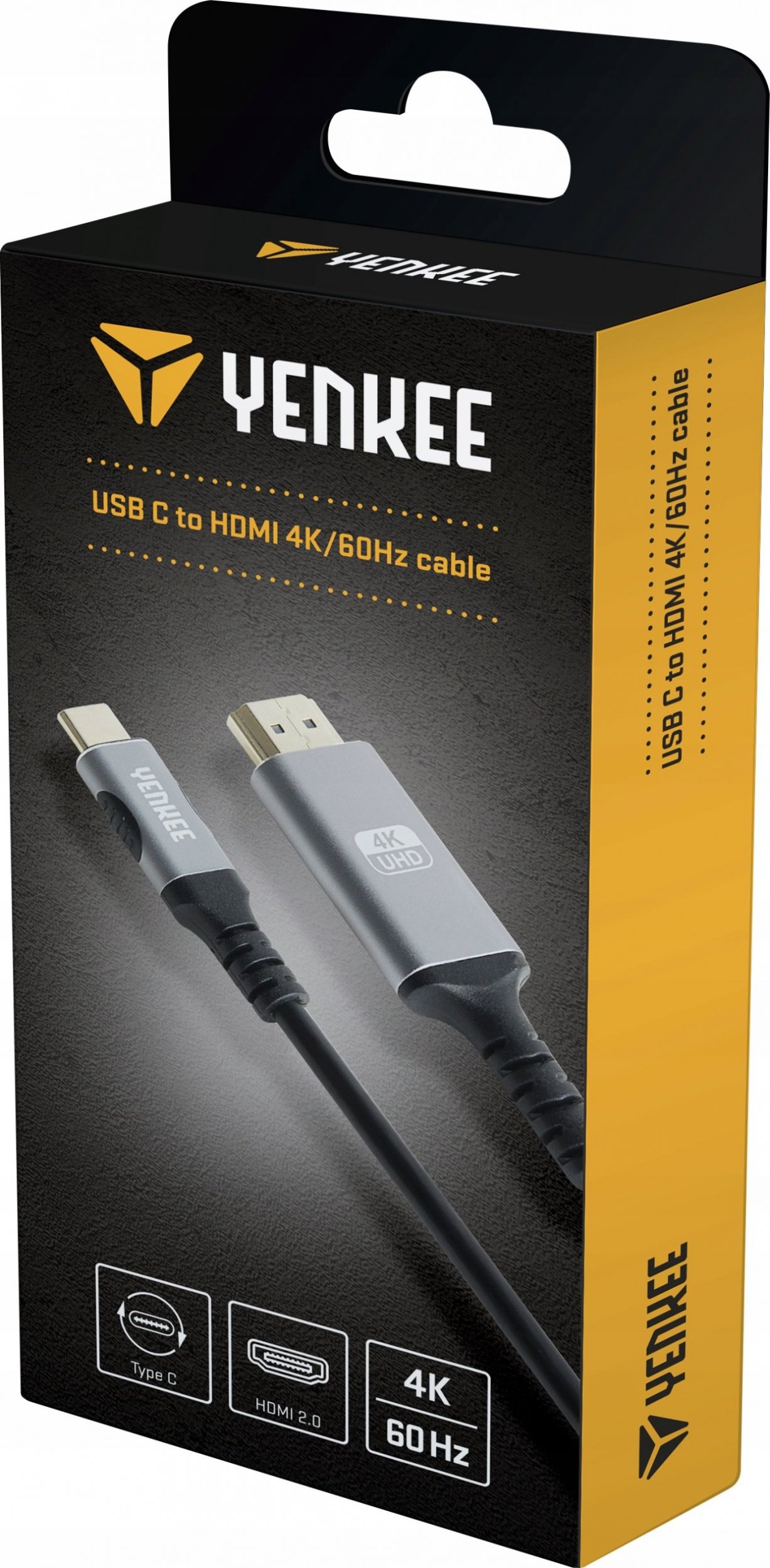 Kabllo USB-C në HDMI Yenkee YCU 0310, 1.5m, 4K 60Hz, zi argjend