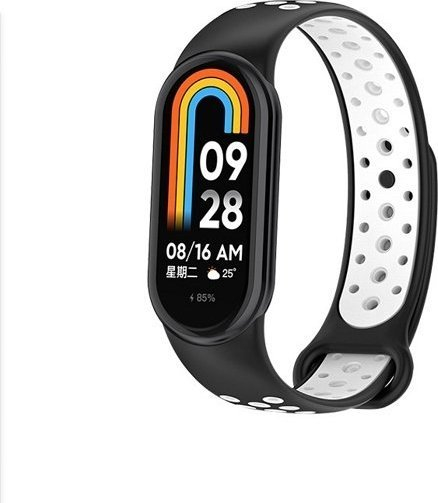 Rrip dore për Xiaomi Mi Band 8, silikon, dizajn, bardh e zi