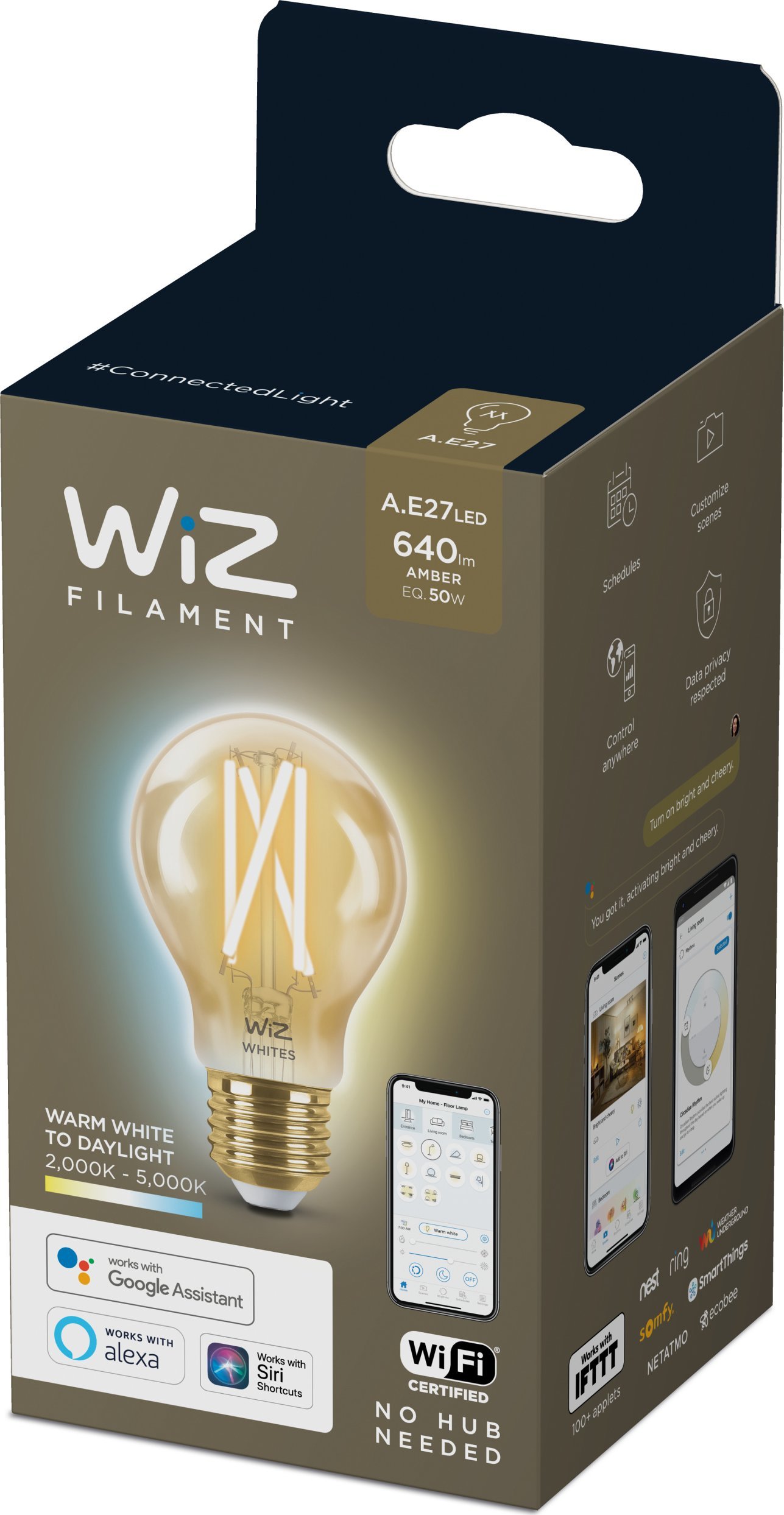 Llambë smart Philips WiZ Vintage, LED 7W, E27, dritë e rregullueshme