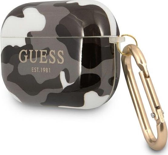 Mbulesë mbrojtëse Guess GUAPUCAMG Camo për AirPods Pro, TPU, kafe