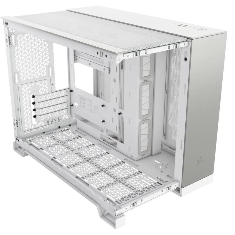 Kуќиште за компјутер Corsair 2500X, Micro ATX, калено стакло, бело сиво сатен