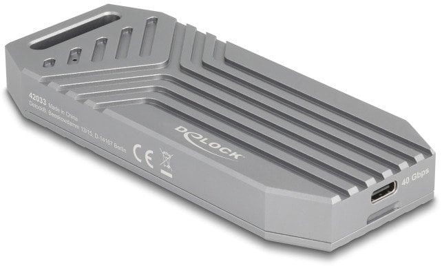 Kuti e jashtme SSD DeLOCK 42033, M.2 NVMe, USB Type-C 40 Gbit/s, gri