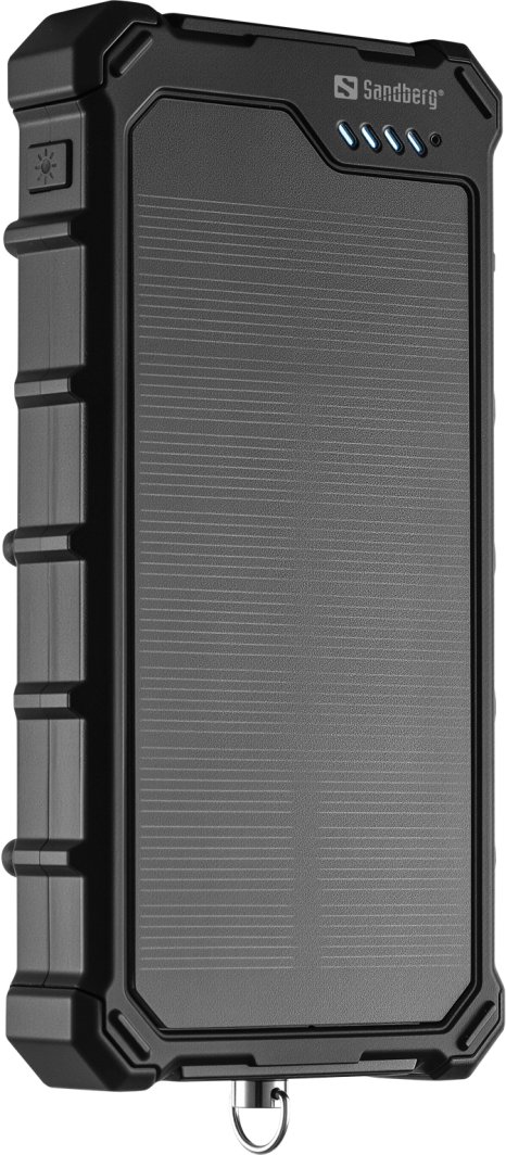 Powerbanku Sandberg Solar CampLED 10000, 10000mAh, panel diellor, LED, i zi