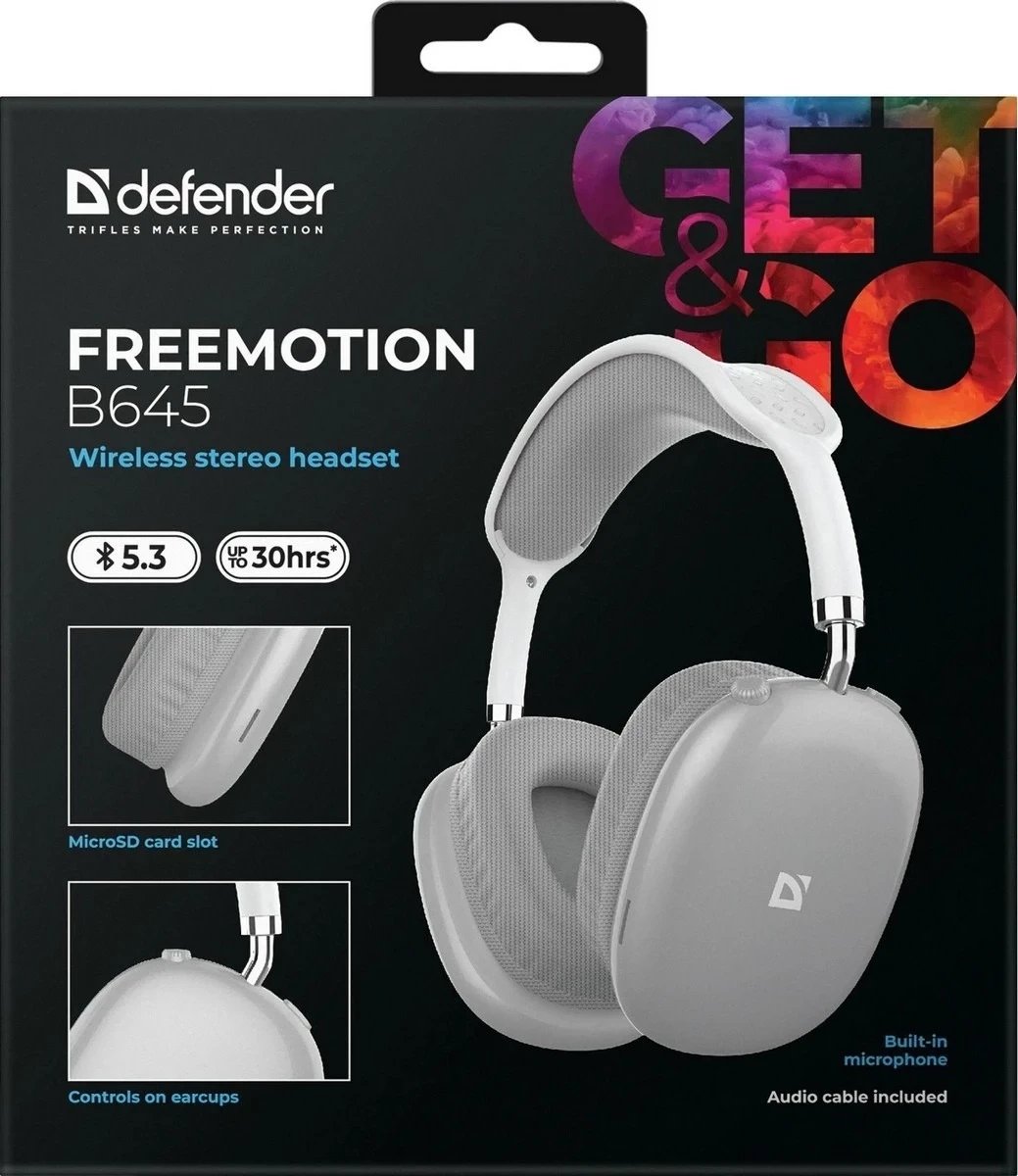 Kufje pa tela Defender FR EEMOTION B645, Bluetooth, gri