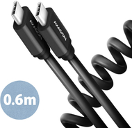 Кабел AXAGON USB-C - USB-C TWISTER USB2.0, 3A, искривен, 0.6m, црн