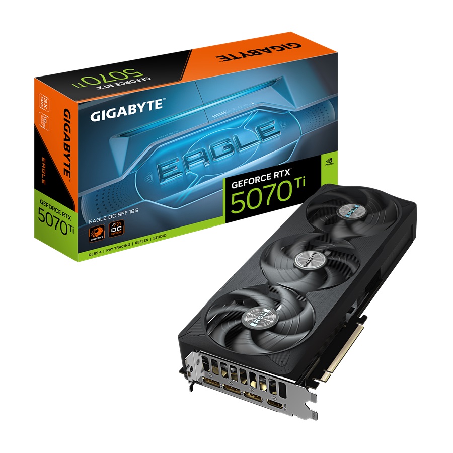 Kartelë grafike GIGABYTE GeForce RTX 5070 Ti EAGLE OC SFF, 16GB GDDR7, 2542 MHz, e zezë