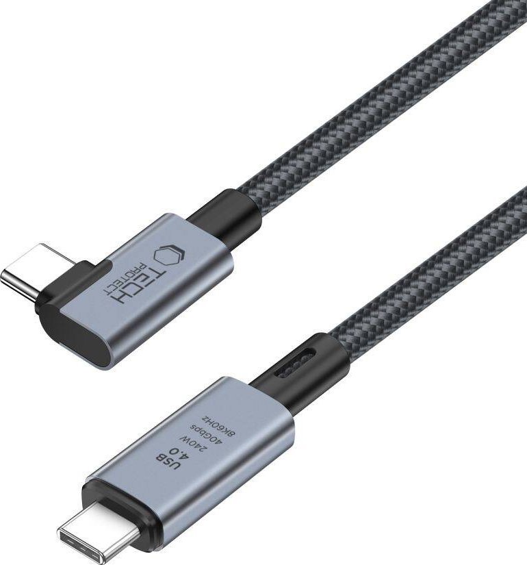 Kabllo USB Type C Tech-Protect UltraBoost Max L, USB 4.0, 240W PD, 150cm, gri