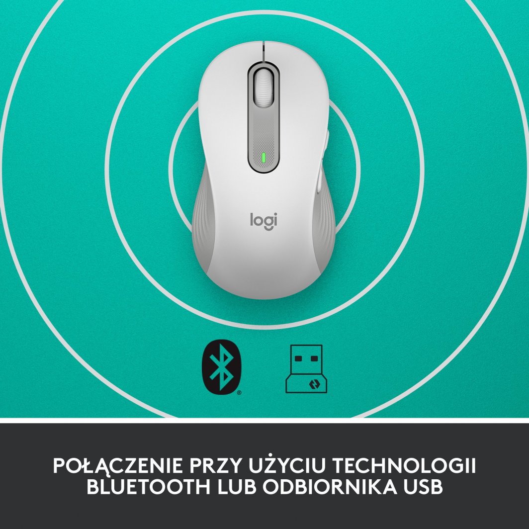 Maus Logitech M650, për majtakë, wireless, Bluetooth, USB, i bardhë dhe i hirt