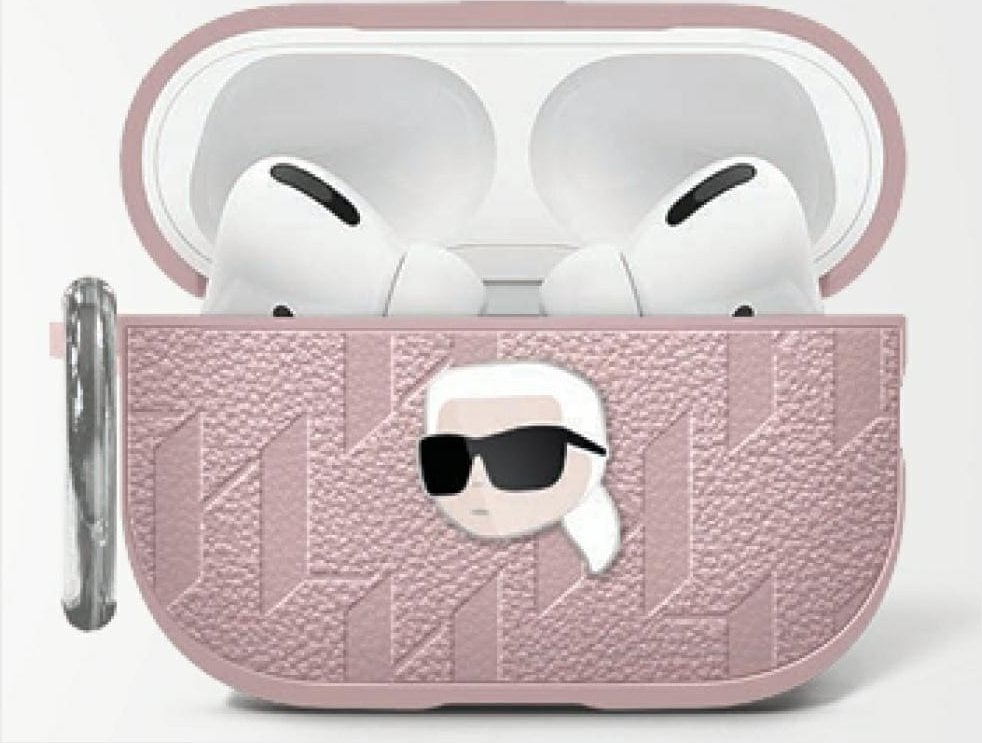 Mbrojtëse kufjesh Karl Lagerfeld Monogram Karl Head, për AirPods 4, rozë