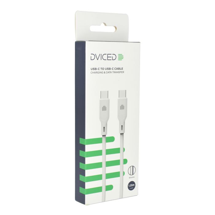Dviced Cable USB-C To USB-C Silicone 1,25M, White