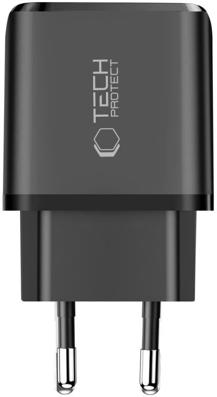 Полнач за ѕид Tech-Protect NCA20, 20W PD QC3.0, 2 USB порти, црн