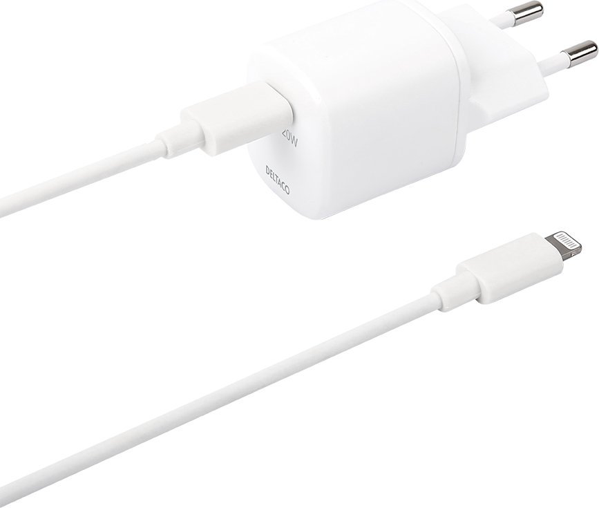 Полнач за ѕид DELTACO USB, USB C PD 20W, 3A, бел