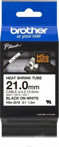 Tub termokontraktues Brother HSE-251E, 21mm, i zi mbi të bardhë