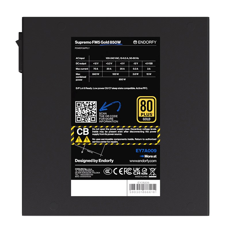 Furnizues me energji ENDORFY Supremo FM5, 850W, 80 PLUS Gold, i zi