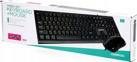 Set tastierë dhe mausi Omega OKM-09, me kabllo, 1200 DPI, i zi