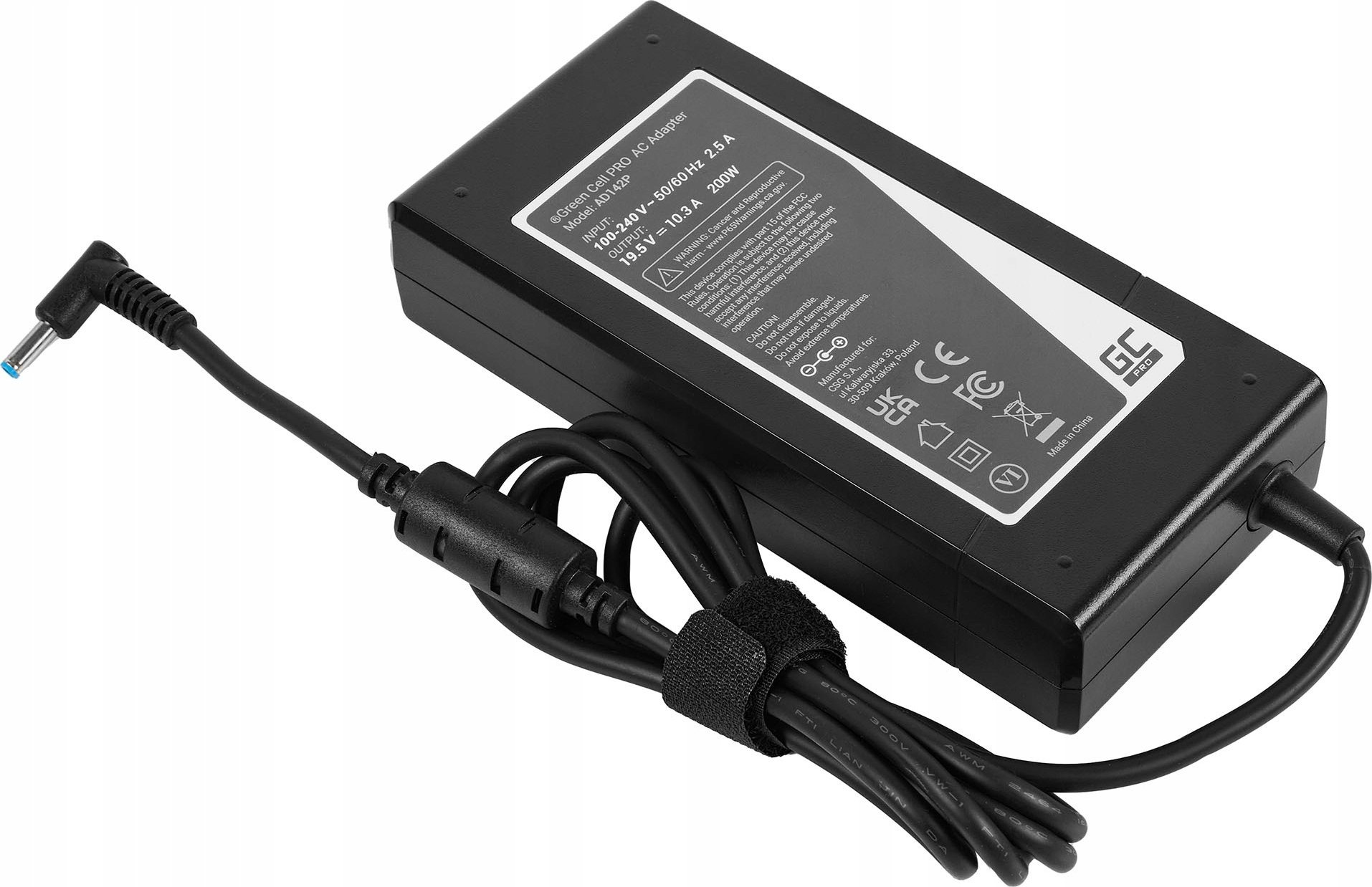 Adapter karikues GreenCell AD142P, 200W, për laptop HP, i zi