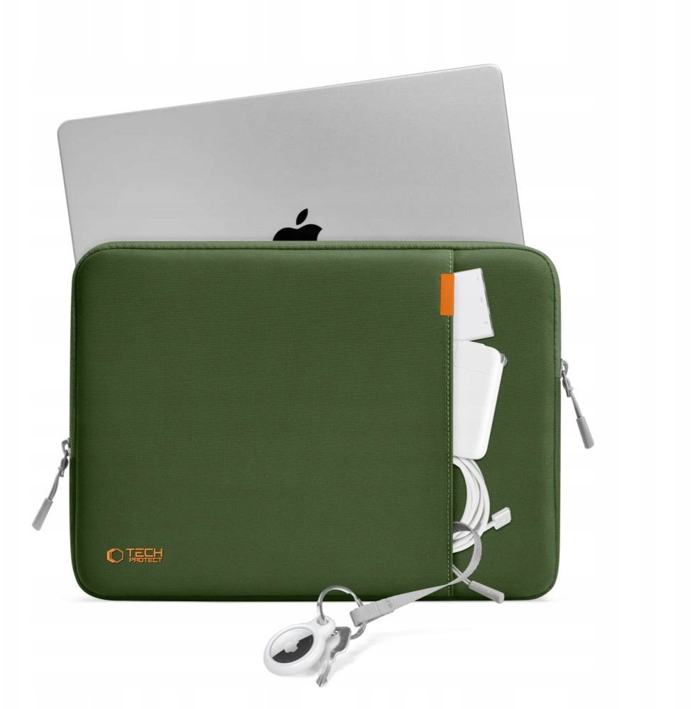 Торба за лаптоп Tech-Protect Defender 13-14\", полиестер, џеб за додатоци, зелена
