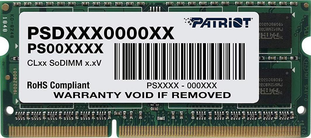 Memorie Ram Patriot Signature, SODIMM, DDR3, 8GB, 1600MHz, CL11 (PSD38G16002S)