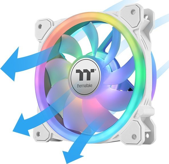 Ventilatorë PC Thermaltake SWAFAN 12 RGB Snow, set 3x120mm, me hub, të bardhë