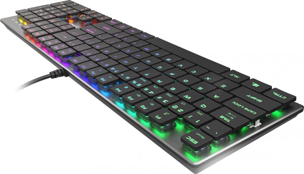 Tastierë Genesis Thor 420 RGB Slim, US, e argjendtë