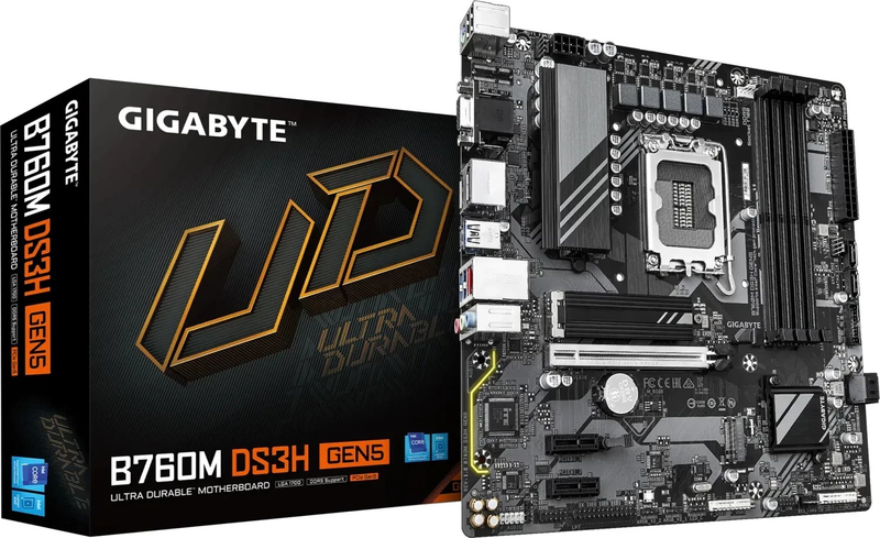 Pllakë amë GIGABYTE B760M DS3H GEN5, Intel 12 14 Gen, DDR5, Micro ATX