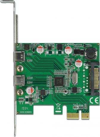 Kartë kontrolluese Delock 90493 PCIe 2.0 x1, 2x USB C 3.2 Gen 1, 5 Gbps, e zezë