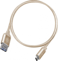 Kabllo USB SilverStone CP09, USB A në USB C 0.5m, najlon, ngjyrë ari