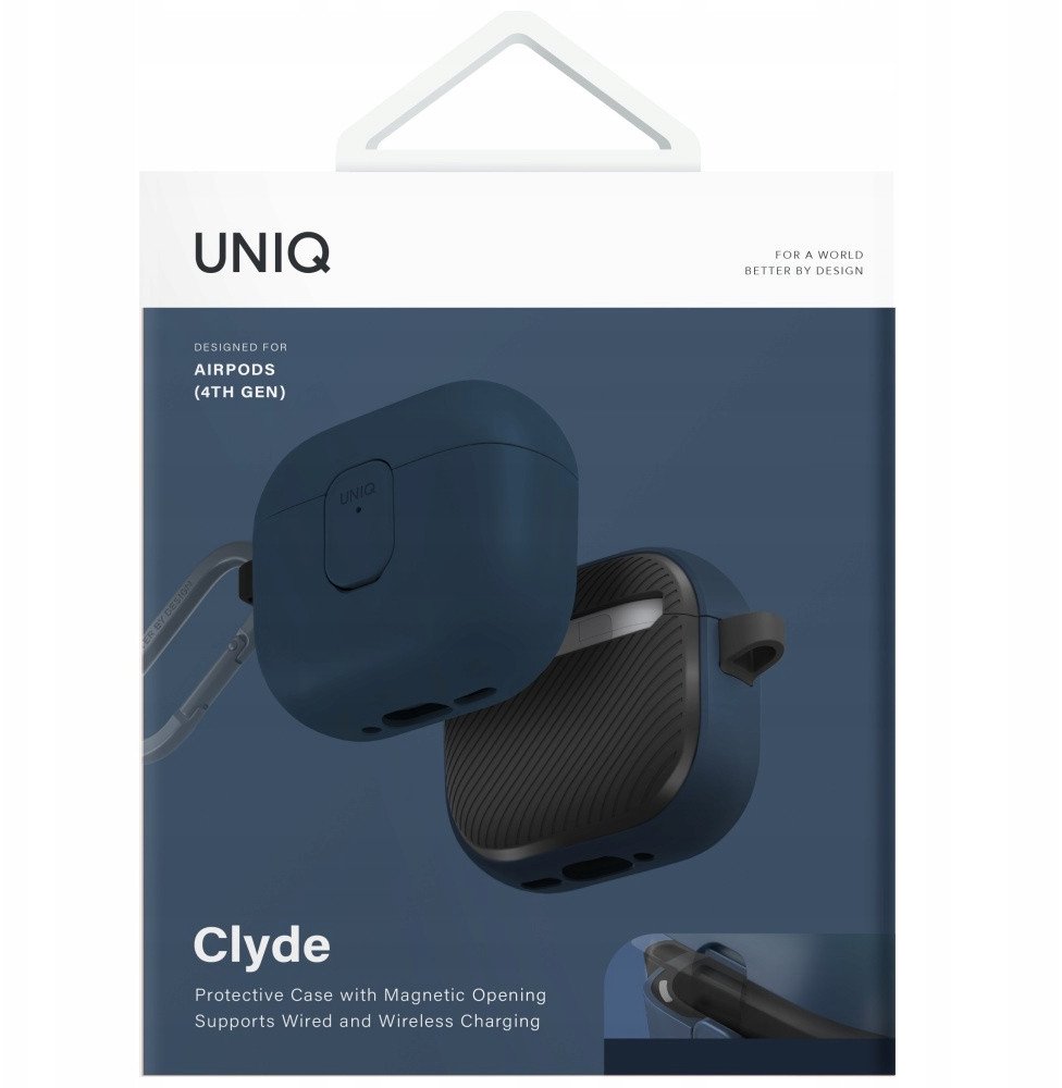 Kënte mbrojtëse për kufje Uniq Clyde për AirPods 4, TPU, me kapak, blu