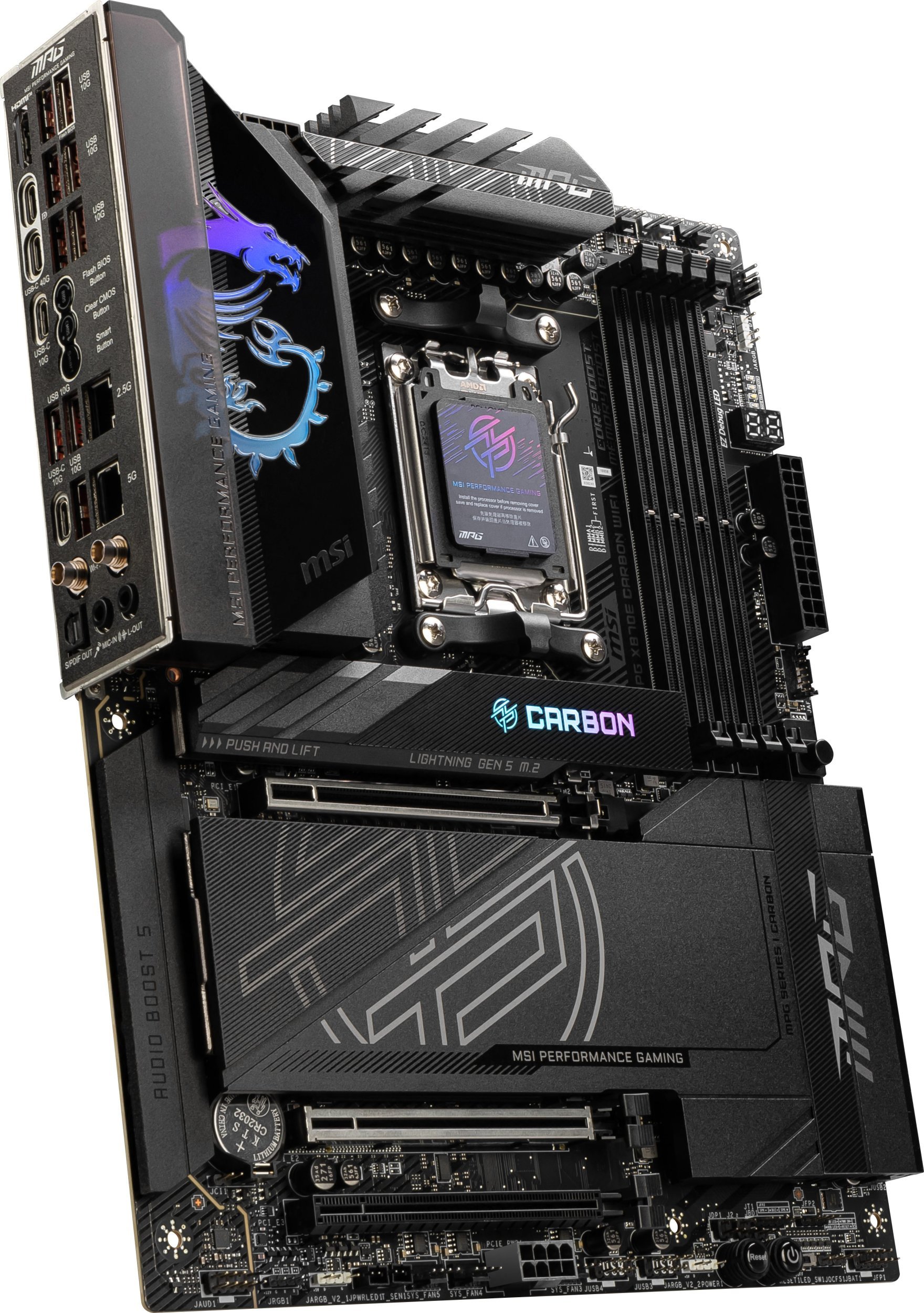 Pllakë amë MSI MPG X870E Carbon WiFi, AMD X870E, Socket AM5, ATX 4