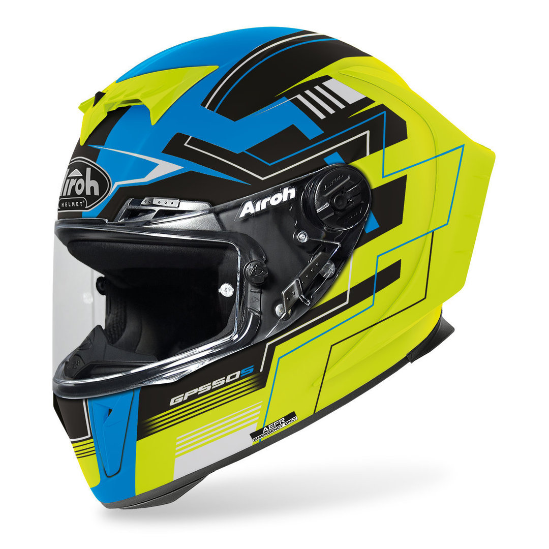 Helmetë Full Face Airoh GP 550 S Challenge, XL, mat neon e verdhë blu e zezë