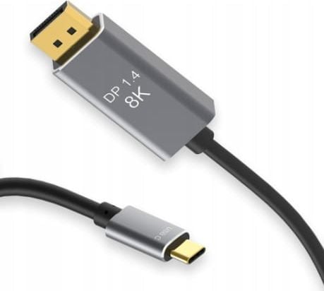 Kabllo USB C në DisplayPort, 8K, 240Hz, e zezë