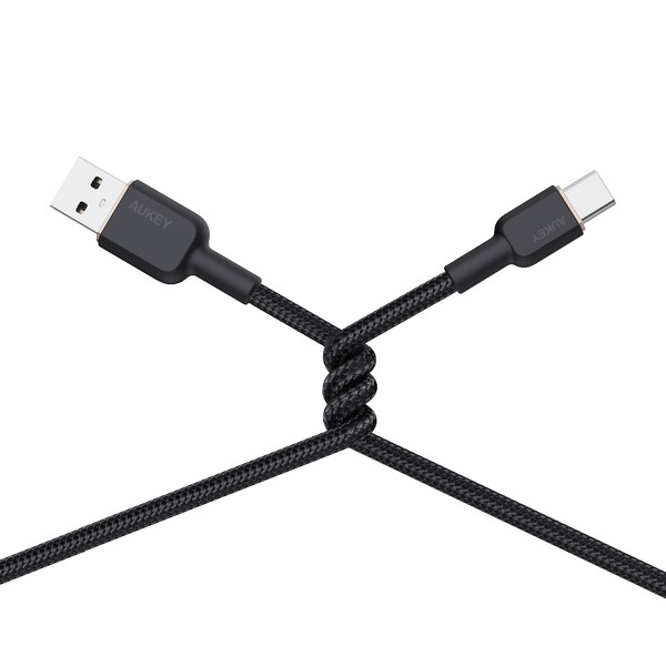 Kabllo Aukey, USB A / USB C, 1.8 m, e zezë
