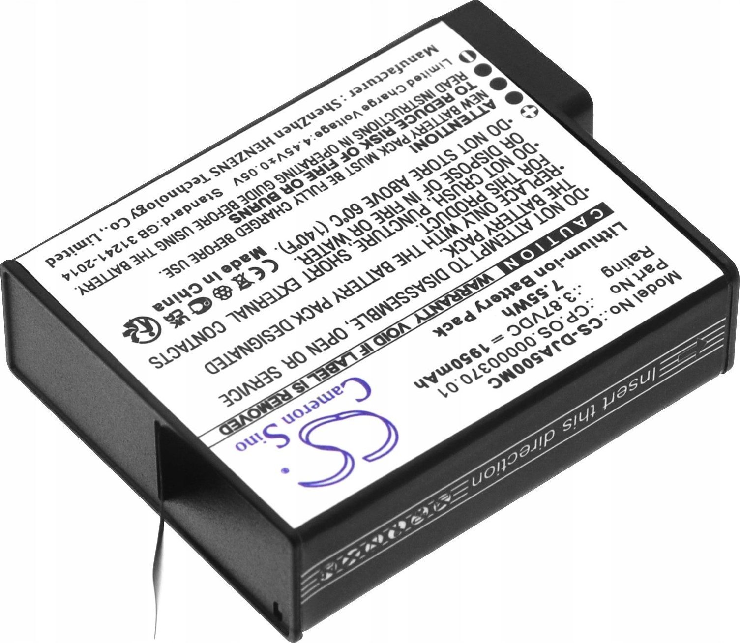 Bateri kamerë Cameron Sino CS-DJA500MC, 1950mAh, 3.87V, e zezë