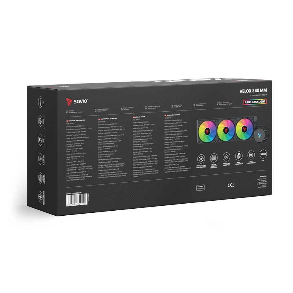 SAVIO VELOX 360mm with ARGB, CPU Liquid Cooler