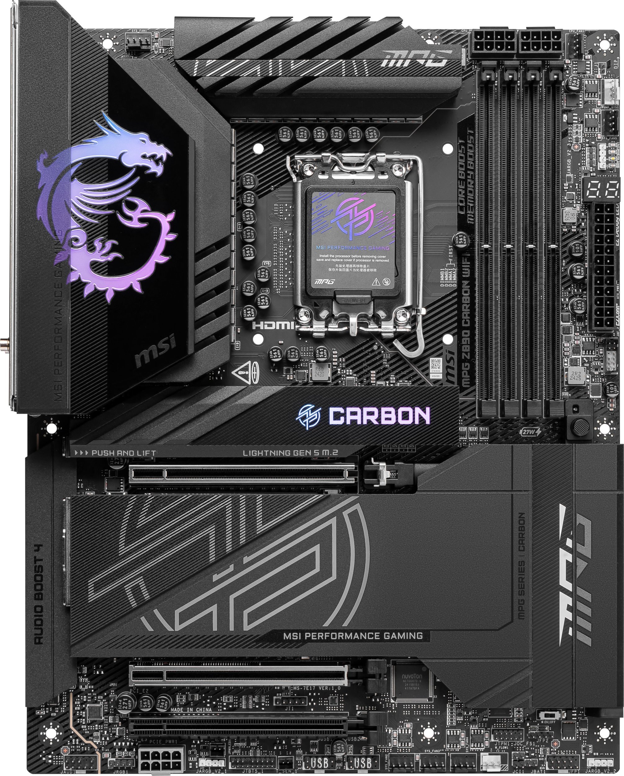 Pllakë amë MSI MPG Z890 Carbon WiFi, Intel LGA 1851, ATX, e zezë