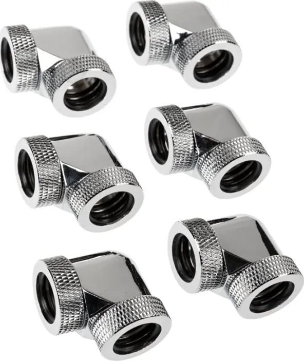 Adapter ftohës për ujë Raijintek Pelias D160906, 16mm, 90°, set 6 copë, argjendi