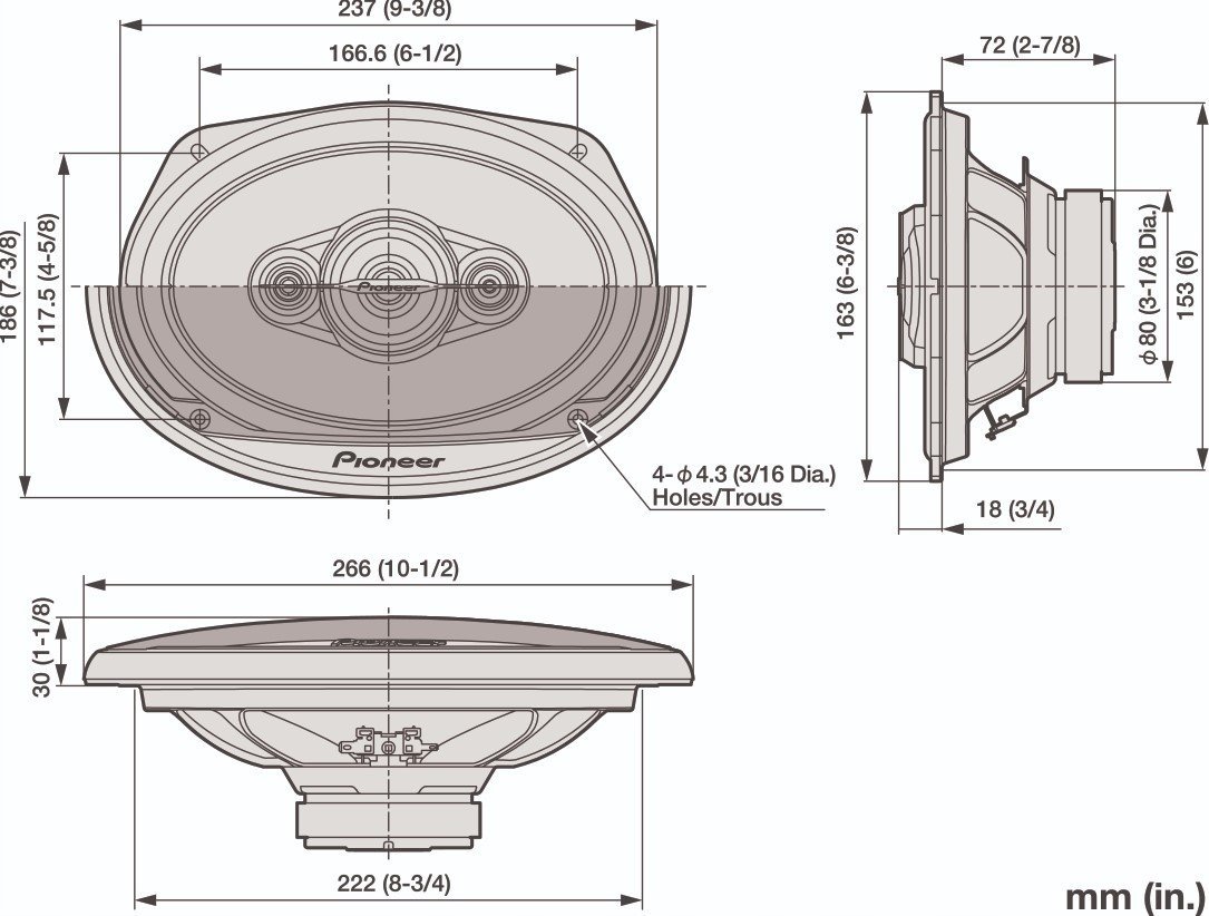 Altoparlantë makine Pioneer TS-A6961F, 6x9", 4 drejtimesh, të zinj