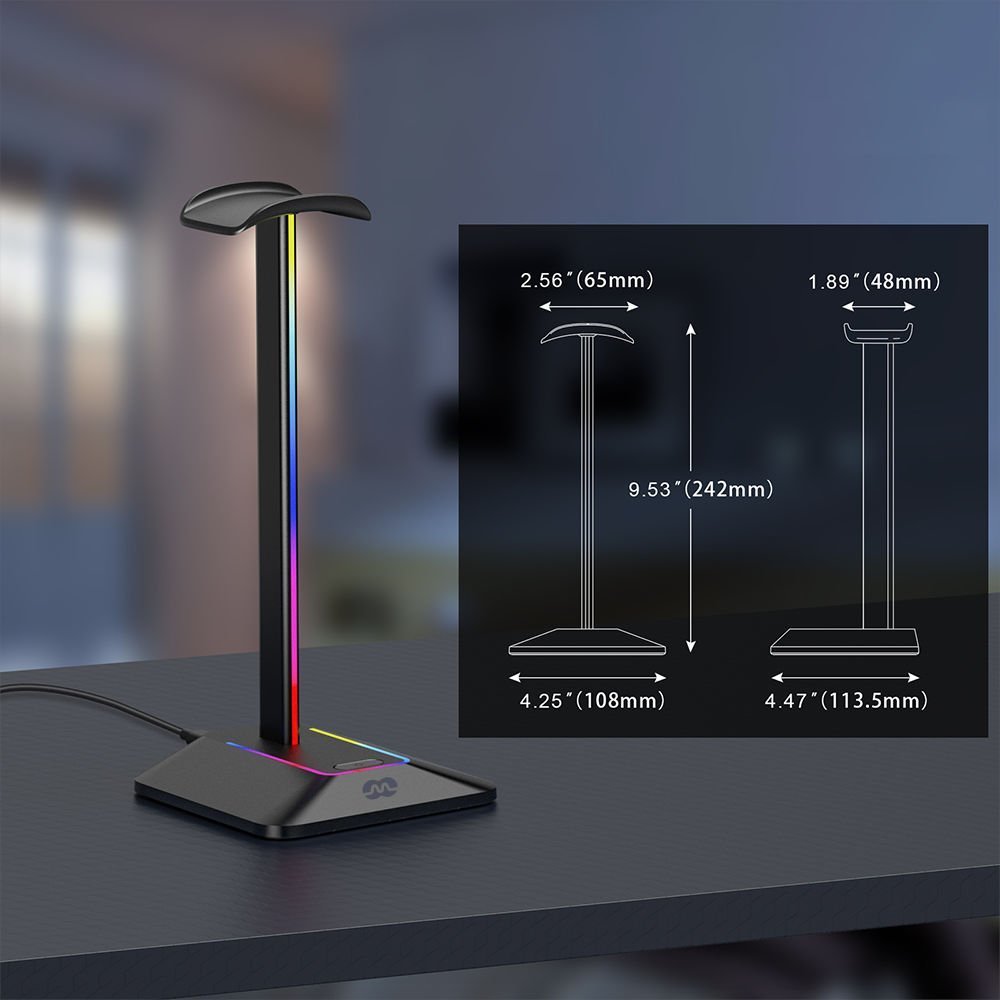 Mbajtëse për kufje Mozos, RGB, plastike, e zezë