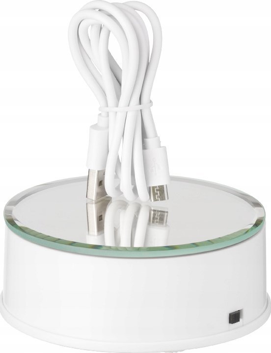Tavolinë rrotulluese FreePower 360°, 10x4.5cm, me USB, e bardhë