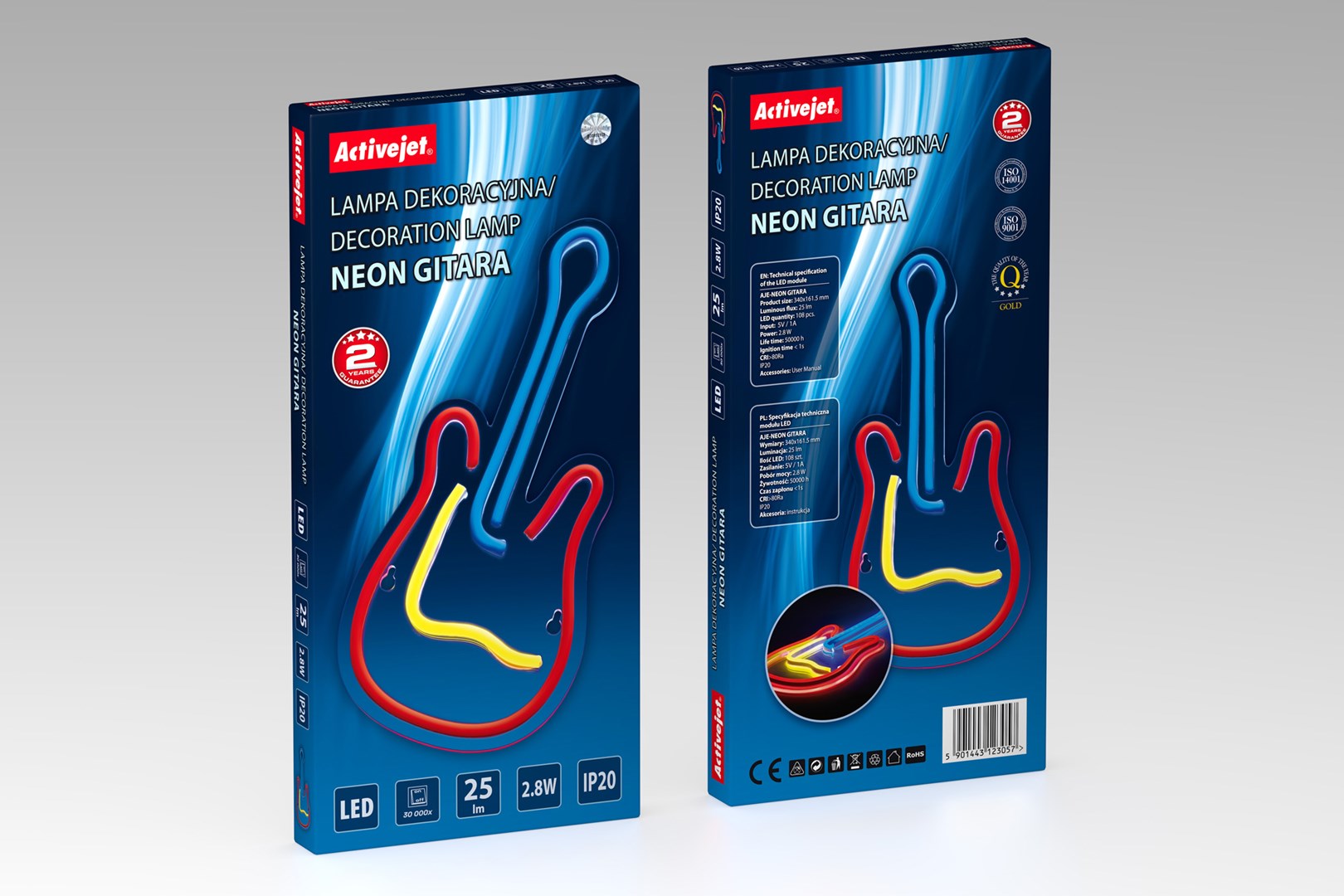 Llambë dekorative Activejet AJE-NEON GUITAR, LED neon, me USB, shumëngjyrëshe