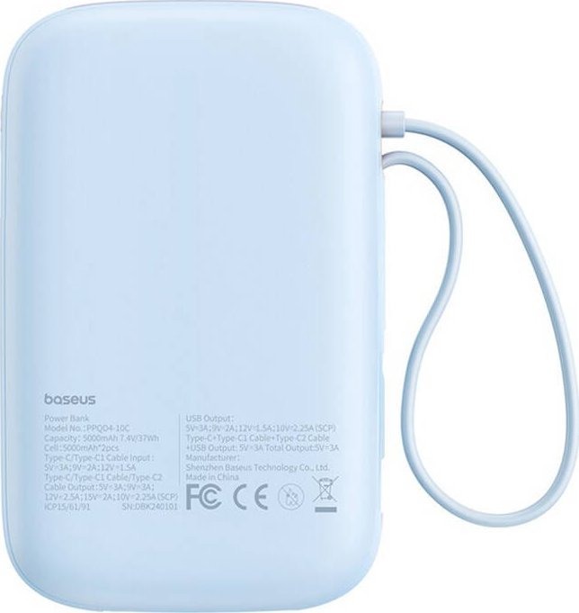 Надворешна батерија Baseus QPow 2, 10000mAh, 30W, сина
