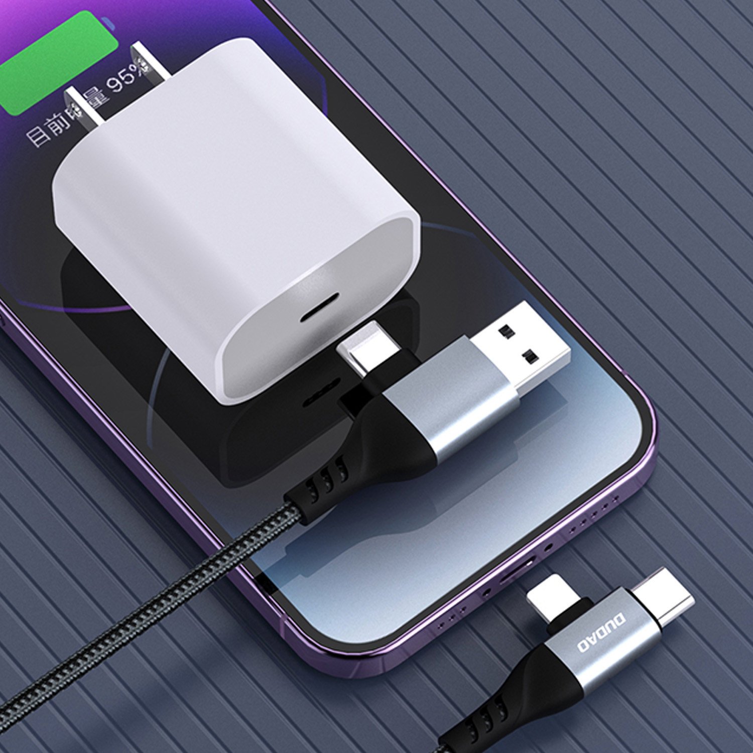 Kabllo USB Dudao L20 Pro 4in1, 1.5m, 65W, e zezë