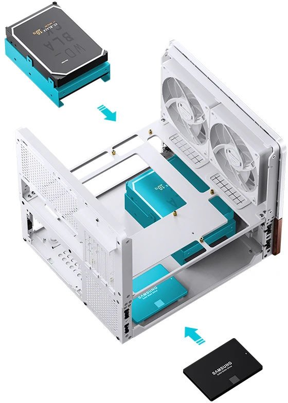 Kuti kompjuteri Jonsbo V12, Micro ATX, panoramike mini tower, e bardhë