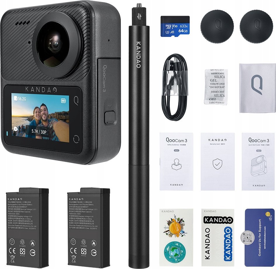 Kamerë aksion Kandao QooCam 3 360°, Travel Combo, e zezë