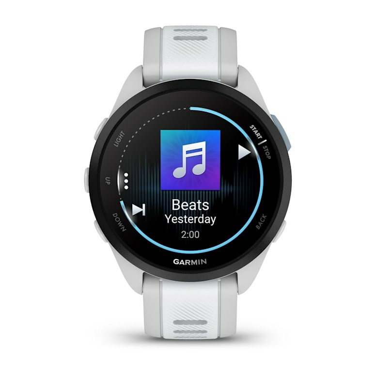 Ora sportive Garmin Forerunner 165 Music, 43mm, Mist Grey dhe Whitestone