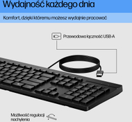 Tastierë HP 125, USB, paraqitje QWERTZ Zvicër, e zezë