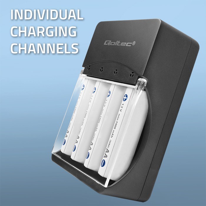 Karikues baterish Qoltec 50653, AA AAA, 300mA, i zi