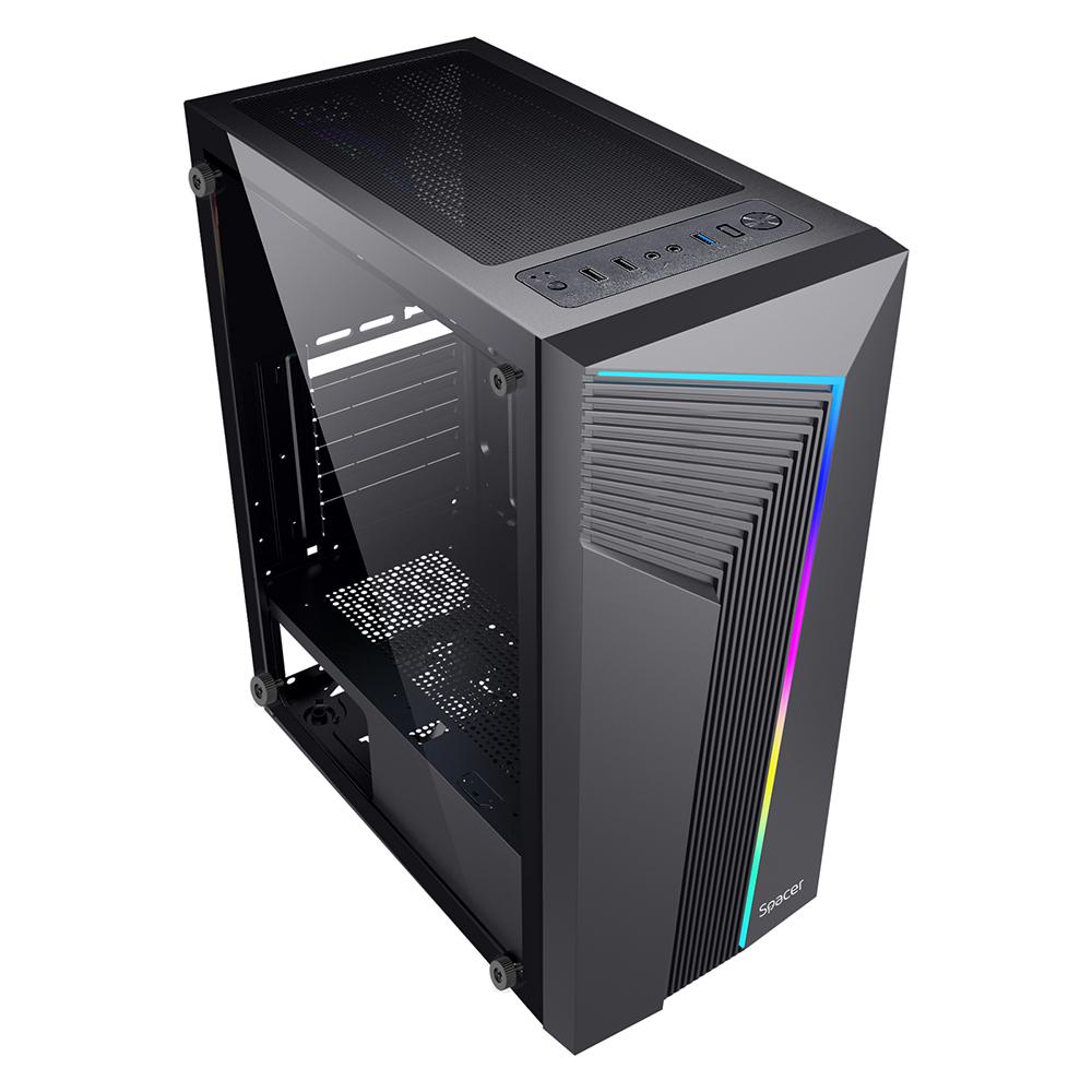 Kuti kompjuteri Spacer Warrior, ATX Mid Tower, 7 slote zgjerimi, e zezë