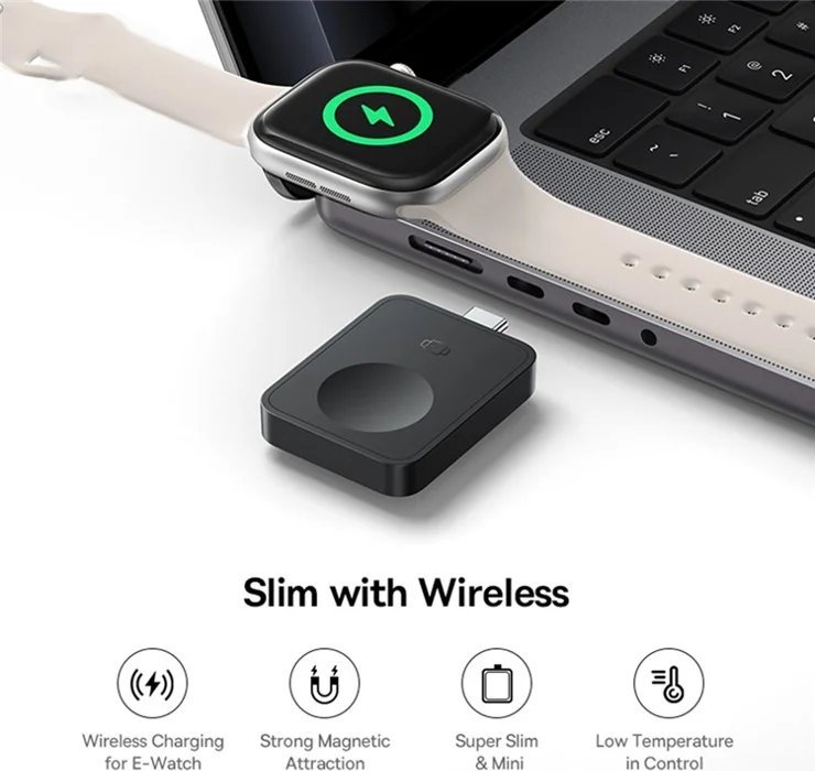 Karikues magnetik pa tela Baseus Mini, 2.5W, për Apple Watch S1 S10 SE Ultra, i bardhë