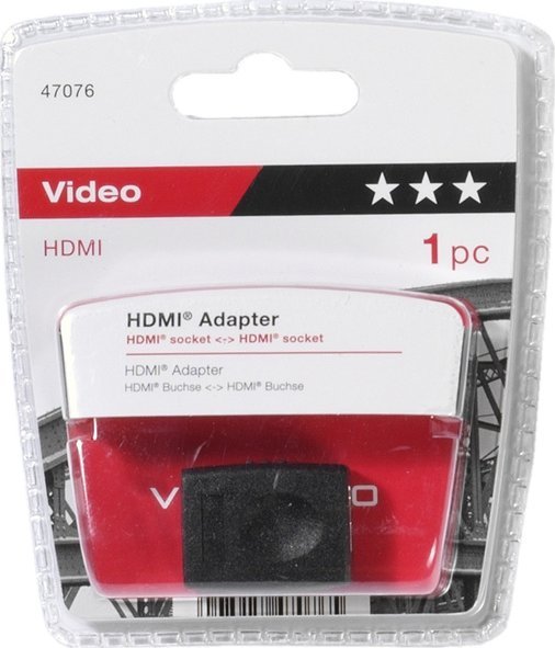 Adapter HDMI Vivanco 47076, femër në femër, kontakte të arta, i zi